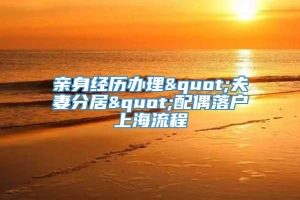 亲身经历办理"夫妻分居"配偶落户上海流程