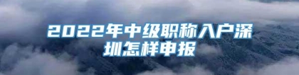 2022年中级职称入户深圳怎样申报