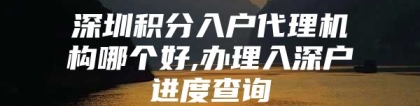 深圳积分入户代理机构哪个好,办理入深户进度查询