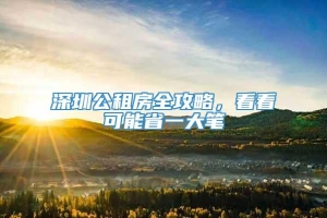 深圳公租房全攻略，看看可能省一大笔