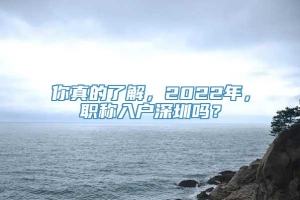 你真的了解，2022年，职称入户深圳吗？