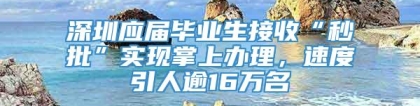 深圳应届毕业生接收“秒批”实现掌上办理，速度引人逾16万名