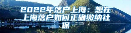 2022年落户上海：想在上海落户如何正确缴纳社保