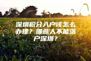 深圳积分入户该怎么办理？哪些人不能落户深圳？