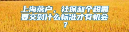 上海落户，社保和个税需要交到什么标准才有机会？