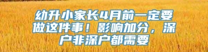 幼升小家长4月前一定要做这件事！影响加分，深户非深户都需要