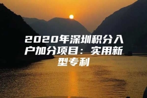 2020年深圳积分入户加分项目：实用新型专利