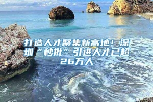 打造人才聚集新高地！深圳“秒批”引进人才已超26万人