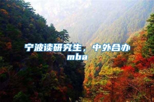 宁波读研究生，中外合办mba