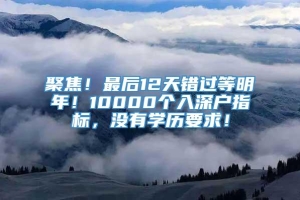 聚焦！最后12天错过等明年！10000个入深户指标，没有学历要求！