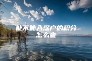 能不能入深户的积分怎么查