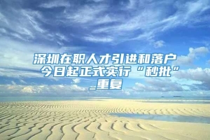 深圳在职人才引进和落户 今日起正式实行“秒批”_重复