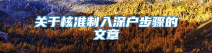 关于核准制入深户步骤的文章