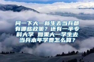 问一下大一新生去当兵都有哪些政策？还有一半专科大学 如果大一学生去当兵本年学费怎么算？