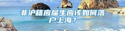 非沪籍应届生应该如何落户上海？