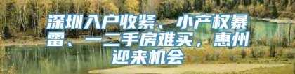 深圳入户收紧、小产权暴雷、一二手房难买，惠州迎来机会