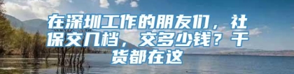 在深圳工作的朋友们，社保交几档，交多少钱？干货都在这