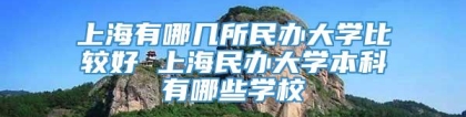 上海有哪几所民办大学比较好 上海民办大学本科有哪些学校