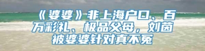 《婆婆》非上海户口、百万彩礼、极品父母，刘茵被婆婆针对真不冤