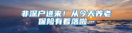 非深户进来！从今天养老保险有着落啦…