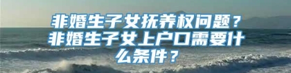 非婚生子女抚养权问题？非婚生子女上户口需要什么条件？