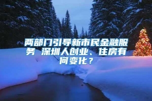 两部门引导新市民金融服务 深圳人创业、住房有何变化？