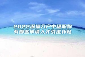 2022深圳入户中级职称有哪些申请人才引进补贴