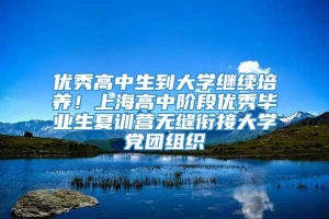 优秀高中生到大学继续培养！上海高中阶段优秀毕业生夏训营无缝衔接大学党团组织