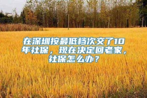 在深圳按最低档次交了10年社保，现在决定回老家，社保怎么办？