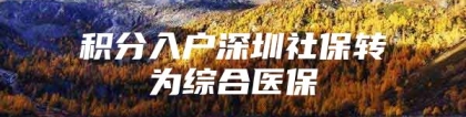 积分入户深圳社保转为综合医保