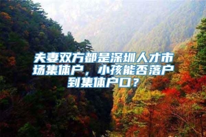 夫妻双方都是深圳人才市场集体户，小孩能否落户到集体户口？