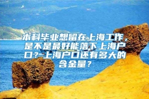 本科毕业想留在上海工作，是不是最好能落下上海户口？上海户口还有多大的含金量？