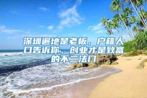 深圳遍地是老板，户籍人口告诉你，创业才是致富的不二法门