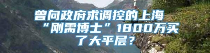 曾向政府求调控的上海“刚需博士”1800万买了大平层？