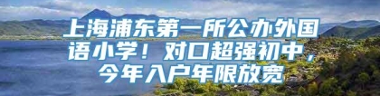 上海浦东第一所公办外国语小学！对口超强初中，今年入户年限放宽