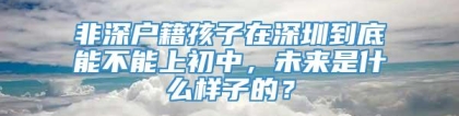 非深户籍孩子在深圳到底能不能上初中，未来是什么样子的？