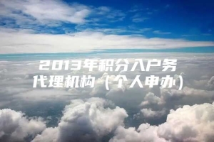 2013年积分入户务代理机构（个人申办）