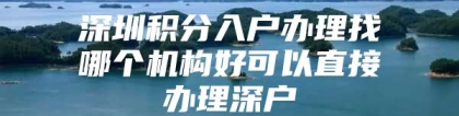 深圳积分入户办理找哪个机构好可以直接办理深户