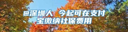 @深圳人 今起可在支付宝缴纳社保费用