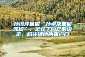 孙海洋回应“孙卓决定回深圳”：是儿子自己的决定，盼注销他的黑户口