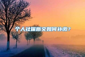 个人社保断交如何补缴？