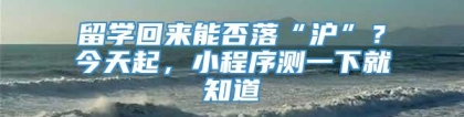 留学回来能否落“沪”？今天起，小程序测一下就知道