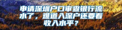 申请深圳户口审查银行流水了，难道入深户还要看收入水平？