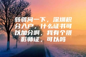 弱弱问一下，深圳积分入户，什么证书可以加分啊，我有个摄影师证，可以吗