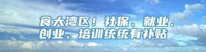 揾食大湾区！社保、就业、创业、培训统统有补贴