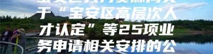 宝安区人力资源局关于“宝安区高层次人才认定”等25项业务申请相关安排的公告