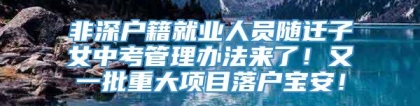 非深户籍就业人员随迁子女中考管理办法来了！又一批重大项目落户宝安！