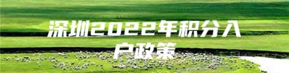 深圳2022年积分入户政策