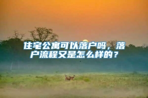 住宅公寓可以落户吗，落户流程又是怎么样的？