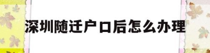 深圳随迁户口后怎么办理(深圳随迁入户办理流程详细)